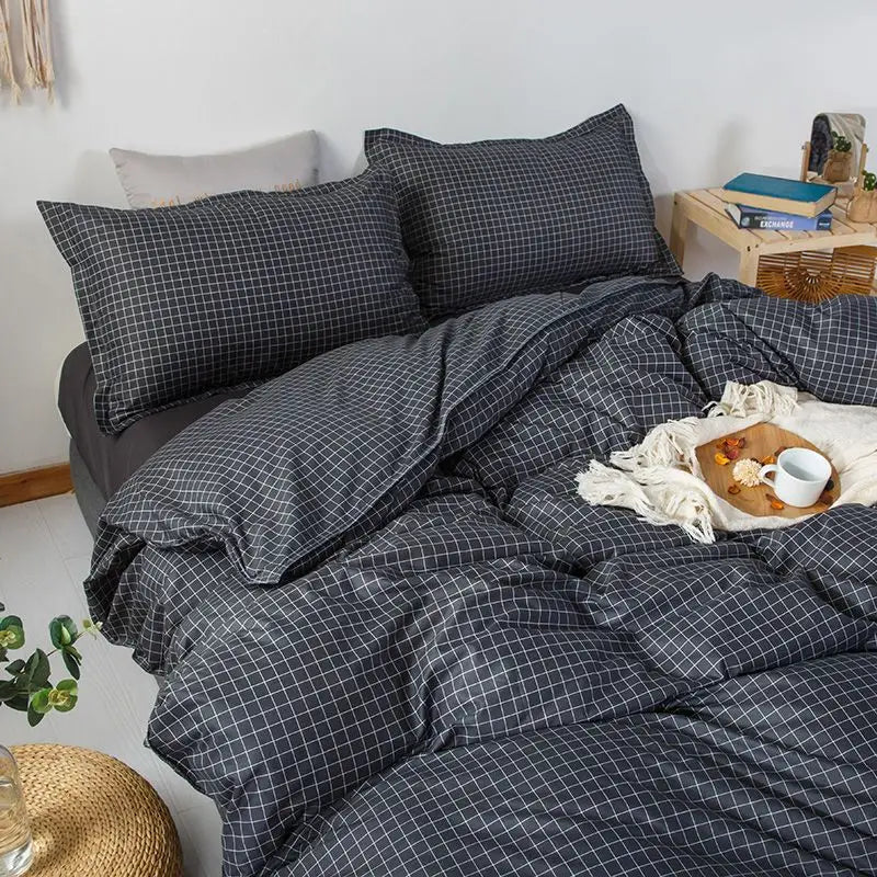Ins Simple Style Duvet Cover Set with Pillowcases Flat Sheet