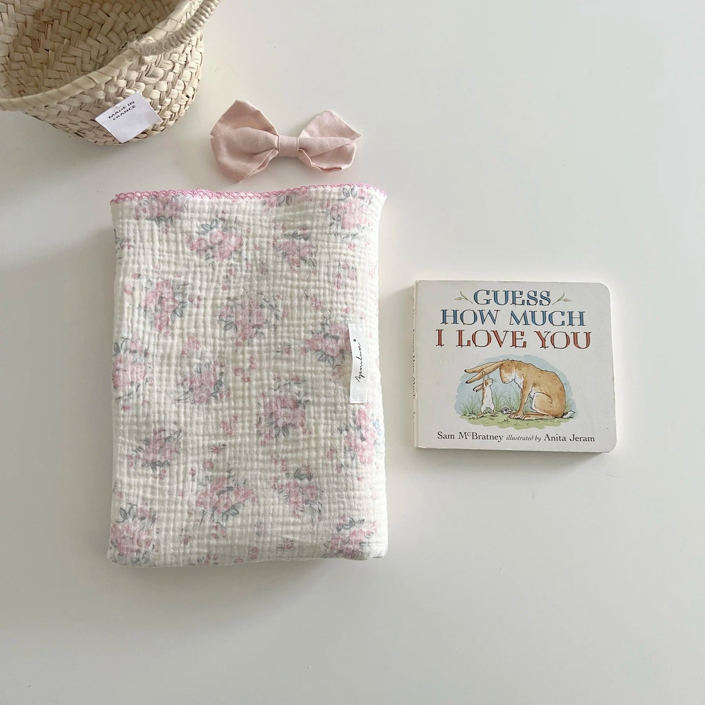 Vintage Pink Floral Muslin Swaddle Blanket