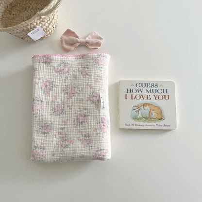 Vintage Pink Floral Muslin Swaddle Blanket
