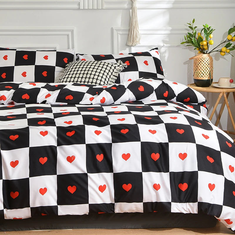 Black and White Bedding Set for Double Bed