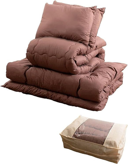 Futon Set, Dust Resistant, Washable, 5-Piece Futon Set (Duvet, Mattress, Pillow, Storage Case), Double