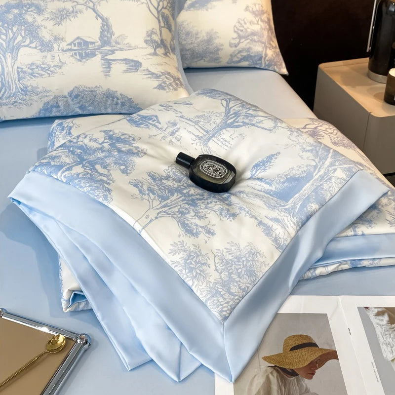 Summer Ice Silk Cool Comforter Super Soft Lightweight Blanket