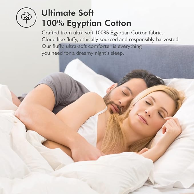 Size Siberian Goose Down Comforter, Duvet Insert, 1200 Thread Count 100% Egyptian Cotton, Hypoallergenic, 70 oz Fill Weight, 1200TC, White Solid