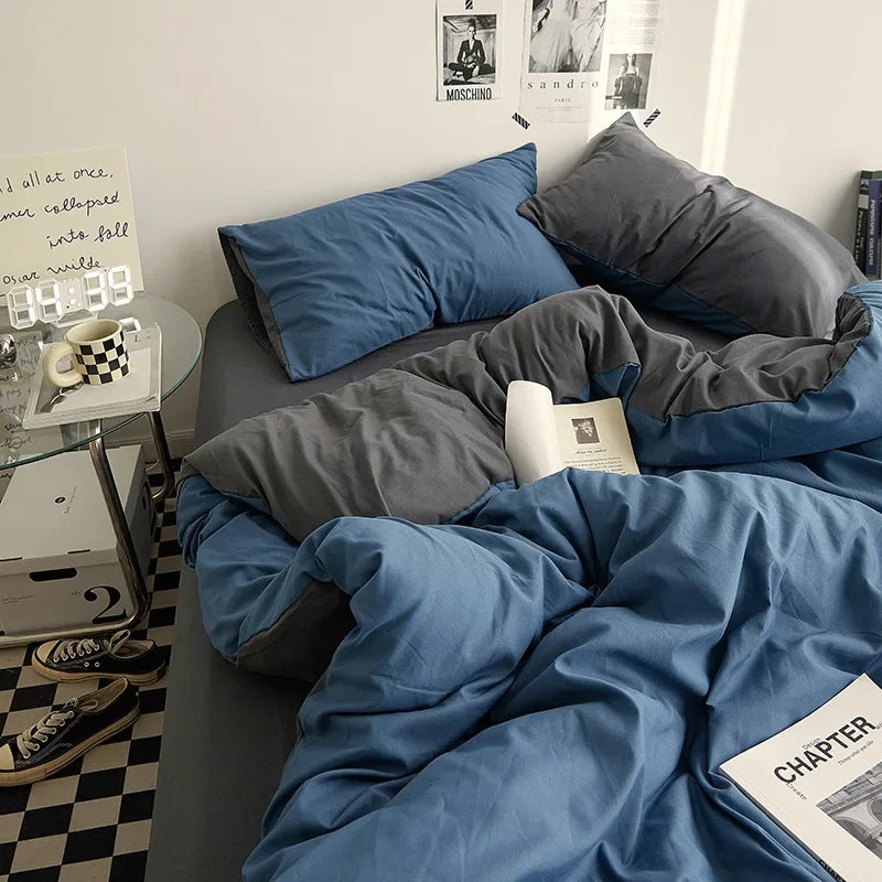 High Quality INS Style Solid Color Double Washed Cotton Bedding
