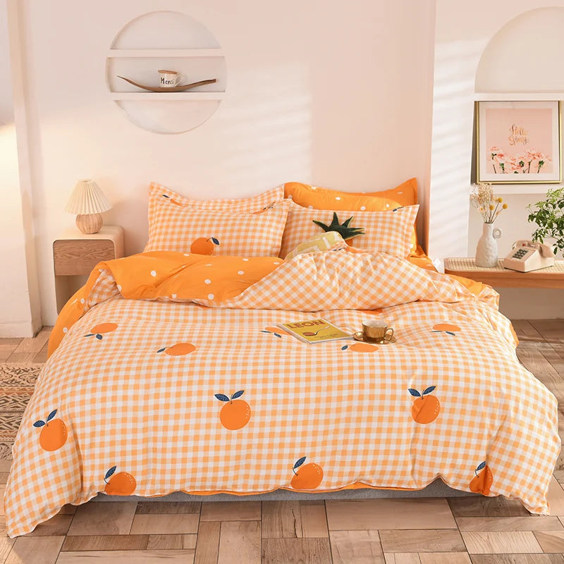 Ins Simple Style Duvet Cover Set with Pillowcases Flat Sheet