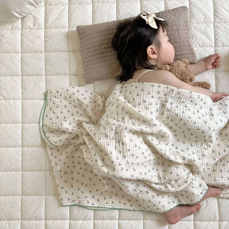 Vintage Pink Floral Muslin Swaddle Blanket