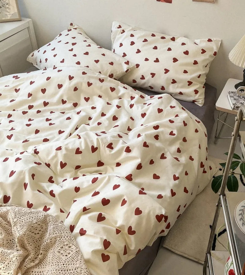 Ins Simple Style Duvet Cover Set with Pillowcases Flat Sheet