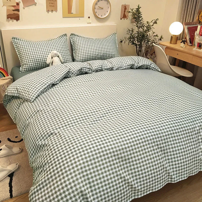 Ins Simple Style Duvet Cover Set with Pillowcases Flat Sheet