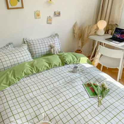 Ins Simple Style Duvet Cover Set with Pillowcases Flat Sheet