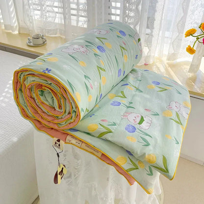 Double Layer Yarn Soybean Fiber Mother And Baby Grade Soft Glutinous Summer Cool Quilt