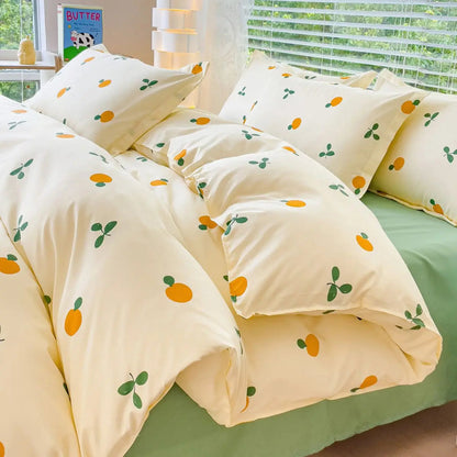 Ins Simple Style Duvet Cover Set with Pillowcases Flat Sheet