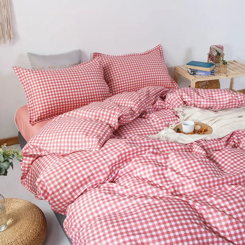 Ins Simple Style Duvet Cover Set with Pillowcases Flat Sheet