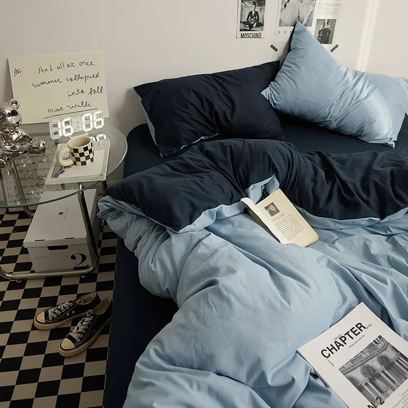 High Quality INS Style Solid Color Double Washed Cotton Bedding