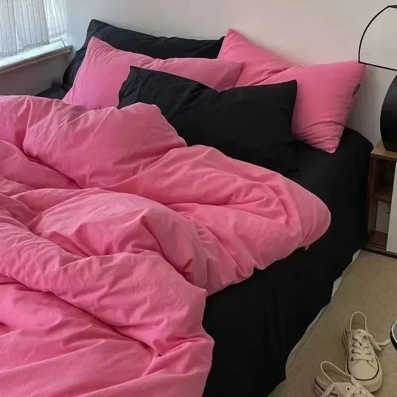 Ins Simple Style Duvet Cover Set with Pillowcases Flat Sheet