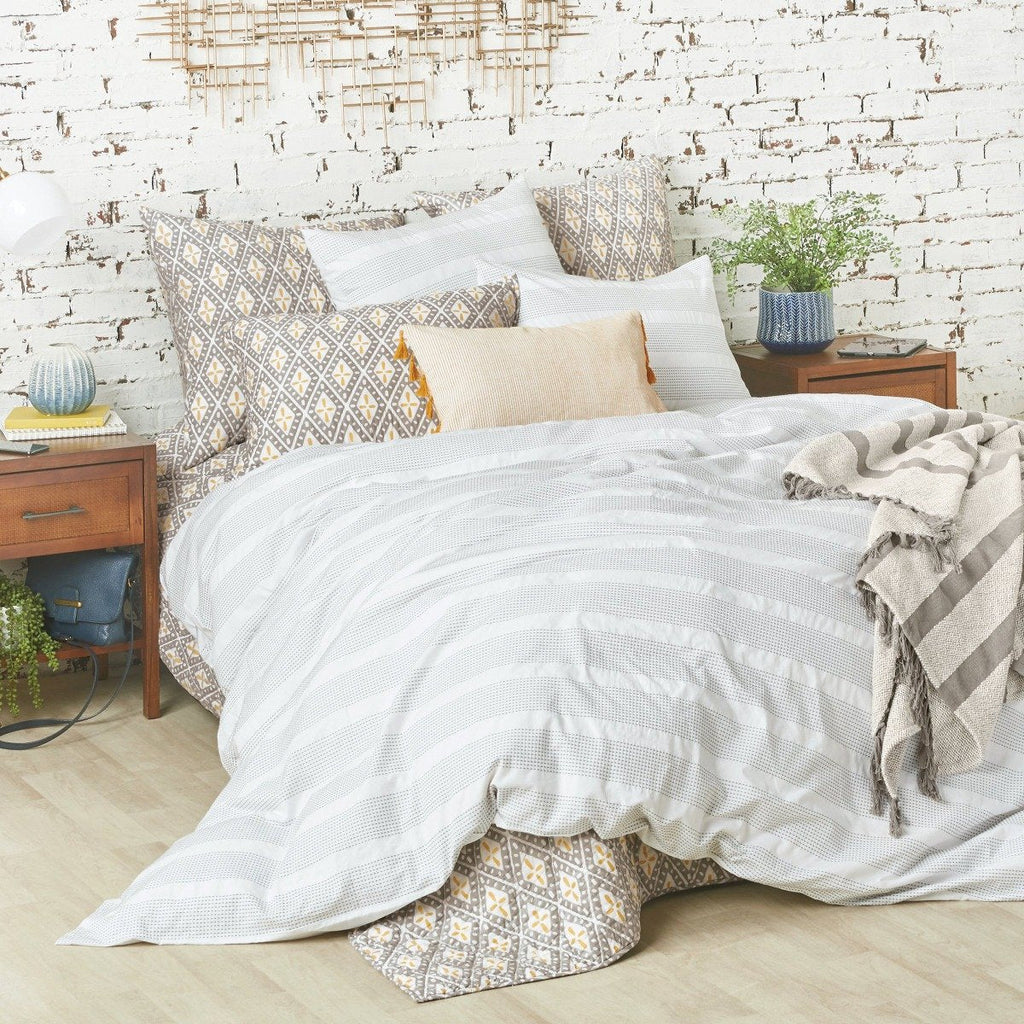Geometric Artisan Quilt – Hand-Screen-Printed & Hand-Quilted, One-of-a-Kind